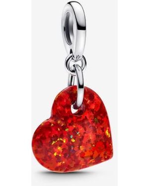 PANDORA Opalescent Heart Dangle Charm - Red