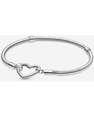 PANDORA Moments Heart Closure Snake Chain Bracelet - Metallic