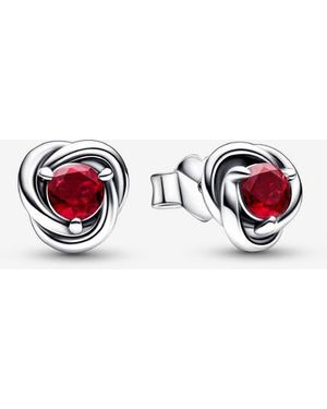 PANDORA July Birthstone Eternity Circle Stud Earrings - Red
