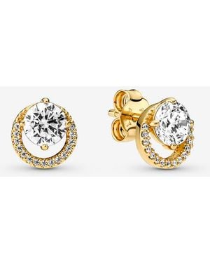 PANDORA Sparkling Round Halo Stud Earrings - Metallic