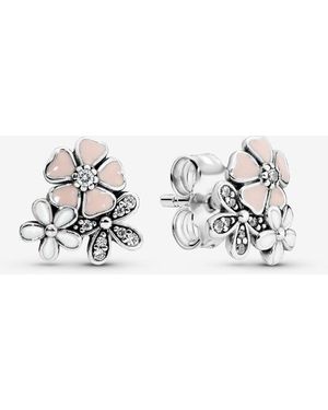 PANDORA Pink Flower Stud Earrings - Multicolour