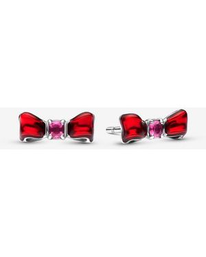 PANDORA Disney Snow Bow Stud Earrings - Red