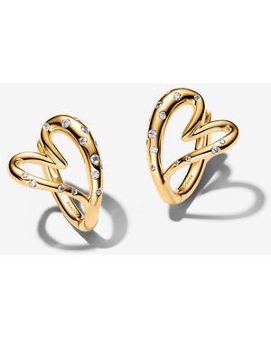 PANDORA Organically Shaped Stone-Set Heart Hoop Earrings - Metallic