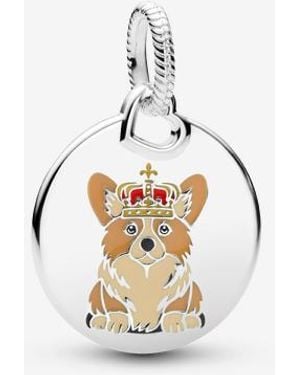 PANDORA Royal Corgi Engravable Round Tag Pendant - Metallic