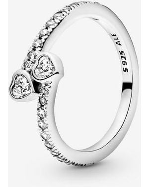 PANDORA Two Sparkling Hearts Ring - White