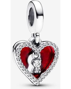 PANDORA Heart & Keyhole Double Dangle Charm - Red