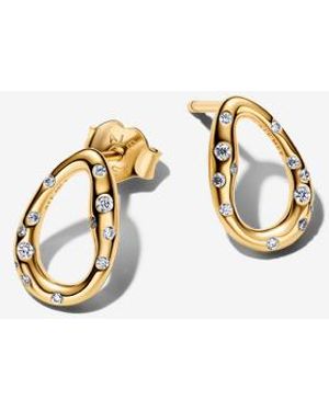 PANDORA Organically Shaped Stone-Set Oval Stud Earrings - Metallic