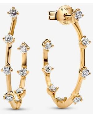 PANDORA Era Lab-Grown Diamond Station Hoop Earrings - Metallic