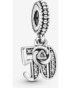 PANDORA Moments 50th Birthday Charm Sterling Silver 797264cz - White