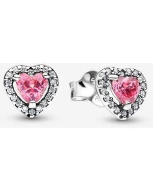 PANDORA Elevated Heart Stud Earrings - Pink