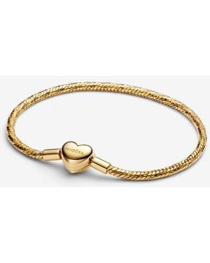 PANDORA Heart Clasp Faceted Snake Chain Bracelet - Metallic