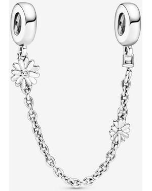 PANDORA Daisy Flower Safety Chain Charm - Metallic
