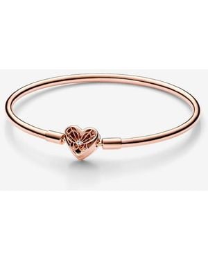 PANDORA Moments Heart & Butterfly Bangle - Brown