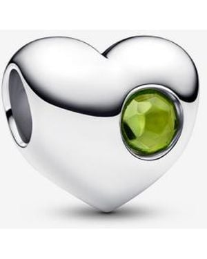 PANDORA Moments 794161c08 Sterling Silver Heart Pendant With Artificial Crystal Moments Spring Green