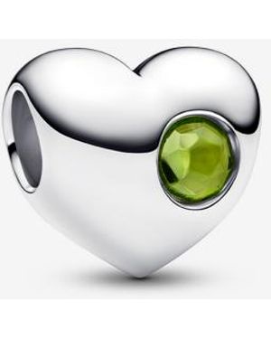 PANDORA Engravable August Birthstone Heart Charm - Green
