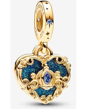 PANDORA Disney Cinderella's Carriage & Heart Double Dangle Charm - Metallic
