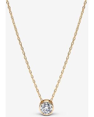 PANDORA Era Bezel Lab-Grown Diamond Pendant Necklace - Metallic