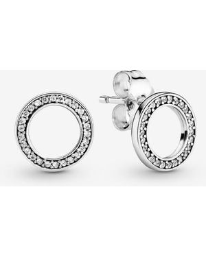 PANDORA Sparkling Freehand Heart Stud Earrings - Metallic