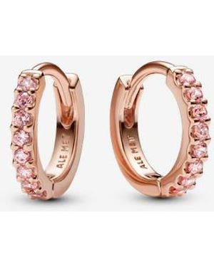 PANDORA Sparkling Huggie Hoop Earrings - Pink