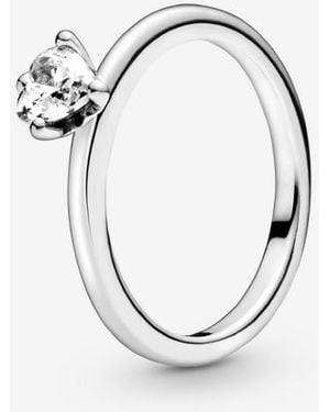 PANDORA Clear Heart Solitaire Ring - Metallic