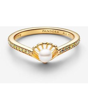 PANDORA Disney Princess Ariel Shell Treated Freshwater Cultured Pearl Ring - Metallic