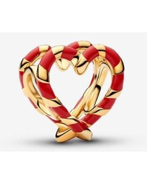 PANDORA Candy Cane Openwork Heart Charm - Red