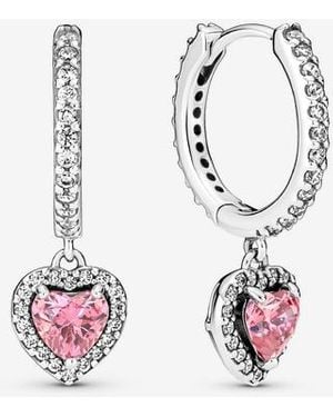 PANDORA Sparkling Halo Heart Hoop Earrings - Multicolour