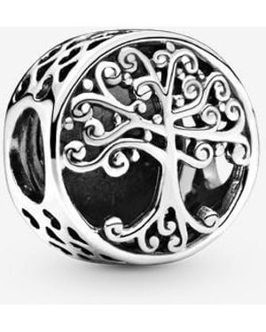 PANDORA Moments Sterling Silver Openwork Family Roots Charm Bracelet Charm - Black