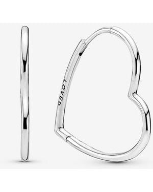 PANDORA Asymmetrical Heart Hoop Earrings - White