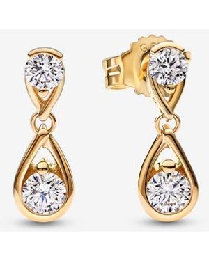PANDORA Infinite 14K Double Lab-Grown Diamond Drop Earrings - Metallic