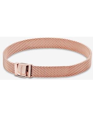 PANDORA Timeless 14k Rose Gold-plated Mesh Bracelet For Charms - Brown