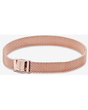 PANDORA Timeless 14k Rose Gold-plated Mesh Bracelet For Charms - Brown