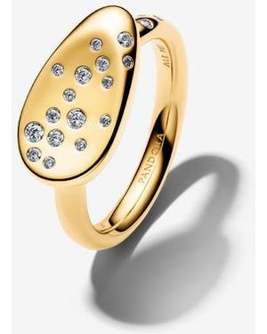 PANDORA Medium Stone-Set Oval Signet Ring - Metallic