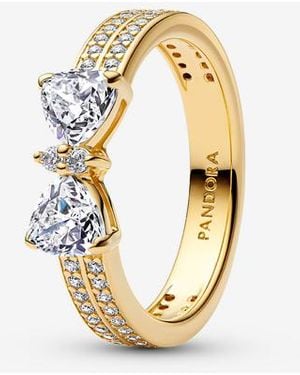PANDORA Sparkling Bow Double-Row Ring - Metallic