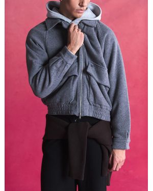 PANGAIA Wool Jersey Zip Up Jacket— Marl - Gray