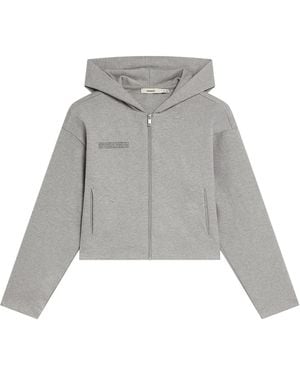 PANGAIA Double Jersey Cropped Zip Up Hoodie— Marl - Gray