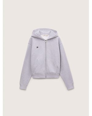 PANGAIA Heavyweight Zip Up Soft Organic Cotton Hoodie— Marl - Gray