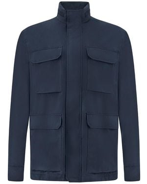 Paul & Shark Typhoon Platinum Field Jacket With Suede Details - Blue