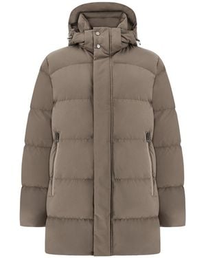 Paul & Shark Typhoon Platinum Long Down Jacket - Brown