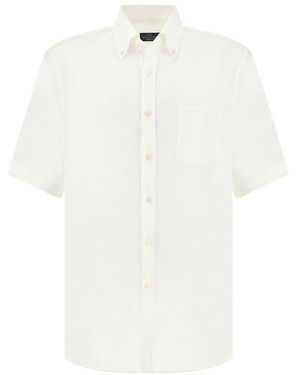 Paul & Shark Soffio Linen Shirt With Short Sleeves - White