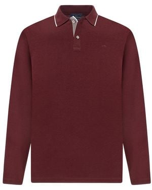 Paul & Shark Aqua Touch Cotton Polo Shirt With Shark Fin Embroidery - Red