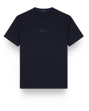 Paul & Shark Cotton Jersey T-Shirt With Logo Print - Blue