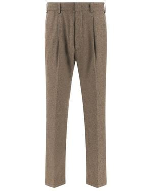 Paul & Shark Wide-Leg Flannel Trousers - Natural