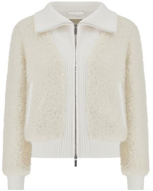 Paul & Shark Alpaca, Wool And Mohair Bomber Jacket - White