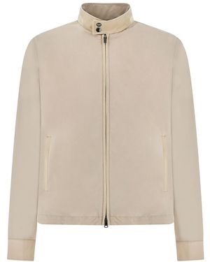 Paul & Shark Typhoon Platinum Jacket With Aqualeather Suede Details - Natural