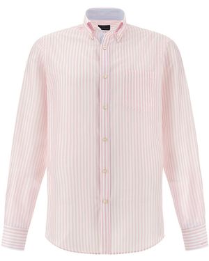 Paul & Shark Summer Breeze Cotton Shirt With Striped Pattern - Pink
