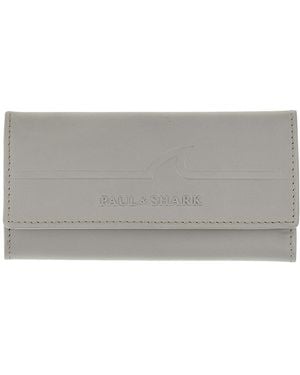 Paul & Shark Fin Embossed Leather Keychain - Grey
