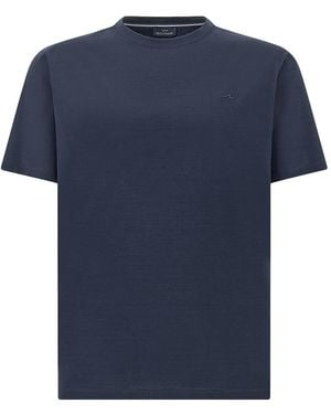 Paul & Shark Cotton Jersey T-Shirt With Shark Fin Embroidery - Blue