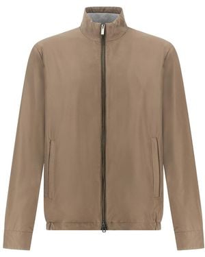 Paul & Shark Typhoon Silk Blouson With Aqualeather Suede Details - Natural