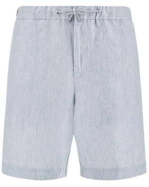 Paul & Shark Linen Bermuda Shorts With Drawstring - Blue